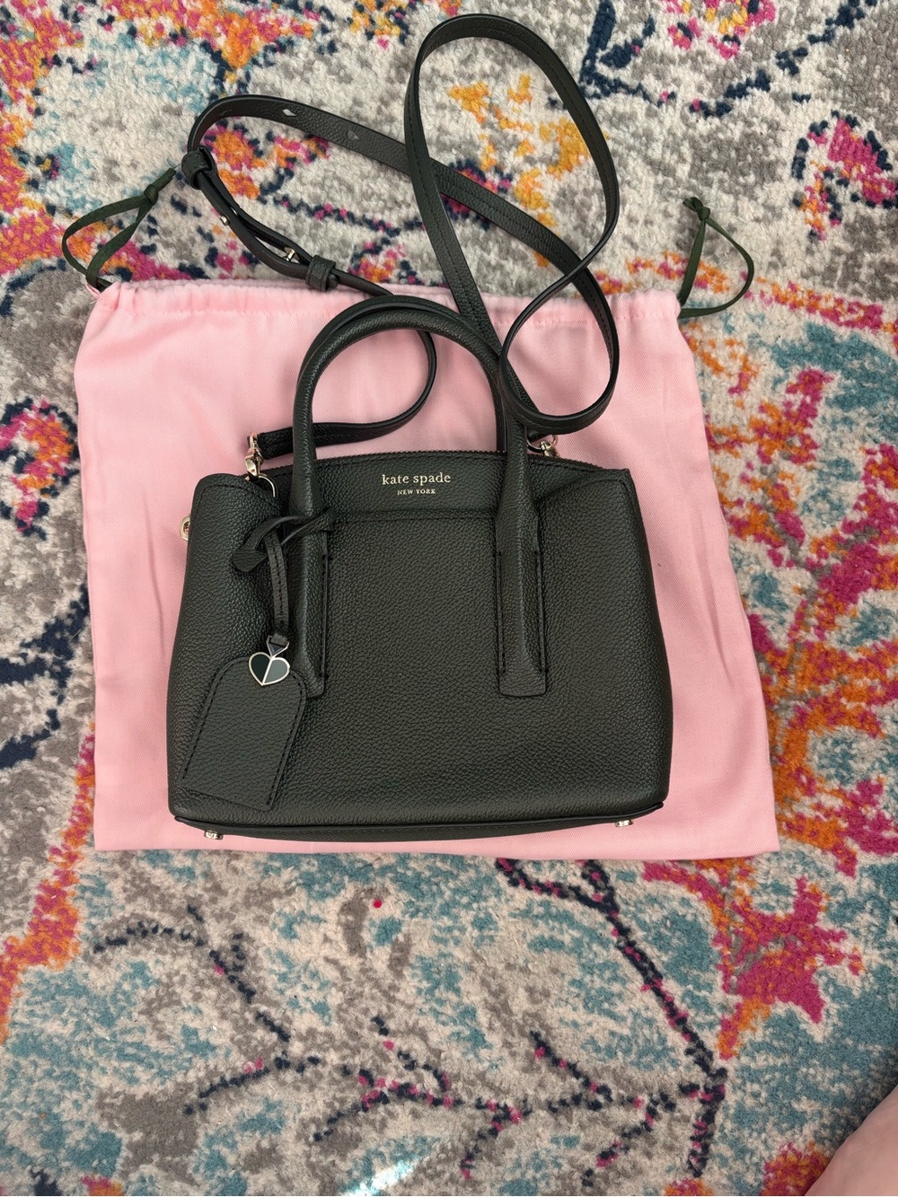 kate spade black pebbled leather mini satchel with crossbody strap